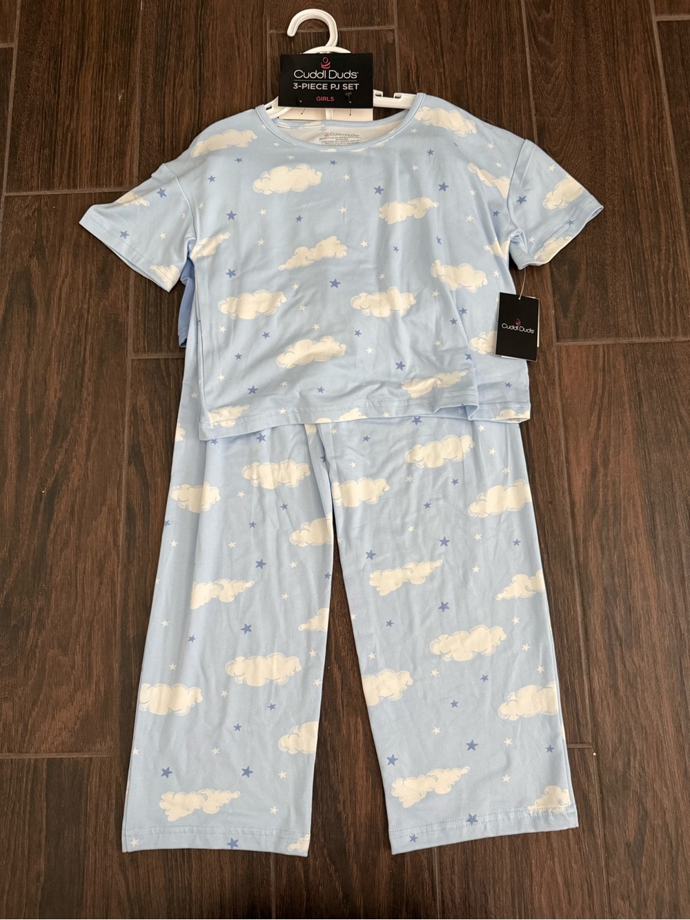 Cuddl Duds Light Blue Cloud & Star Pajama Set